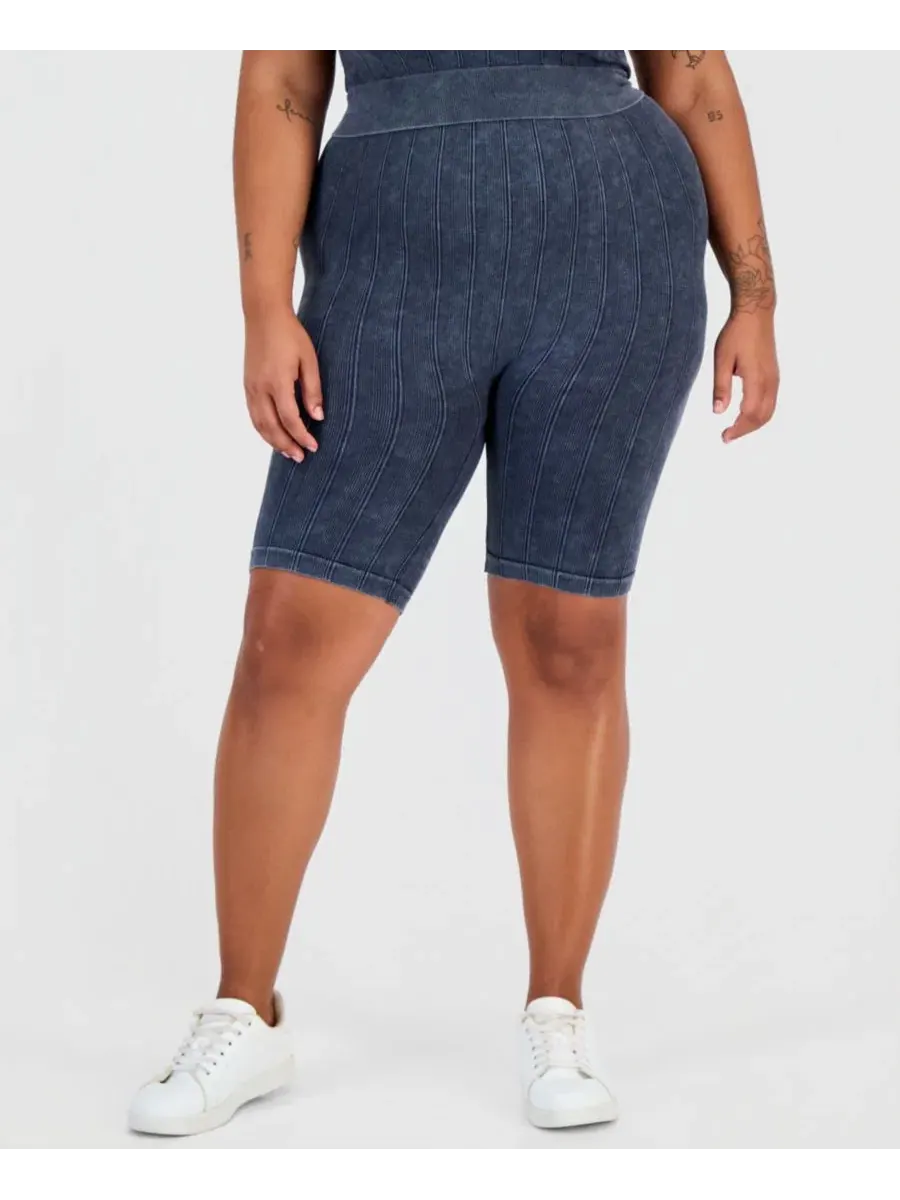 Шорты бесшовные с широкой резинкой Trendy Plus Seamless Ribbed Pull-On Shorts FULL CIRCLE TRENDS — изображение 2 из 4, черный