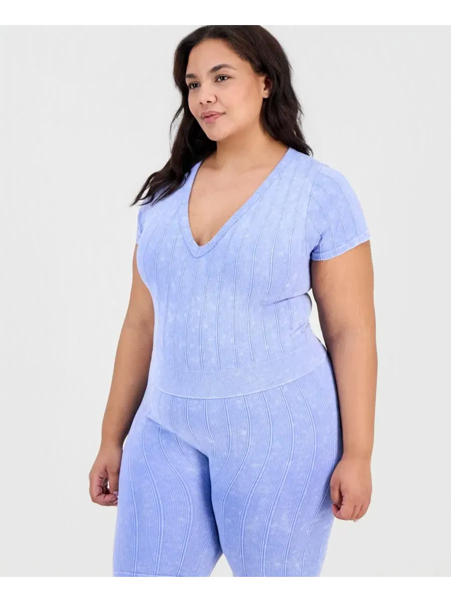 Шорты с широкой резинкой и бесшовным рифленым трикотажем Trendy Plus Seamless Ribbed Pull-On Shorts — изображение 2 из 3