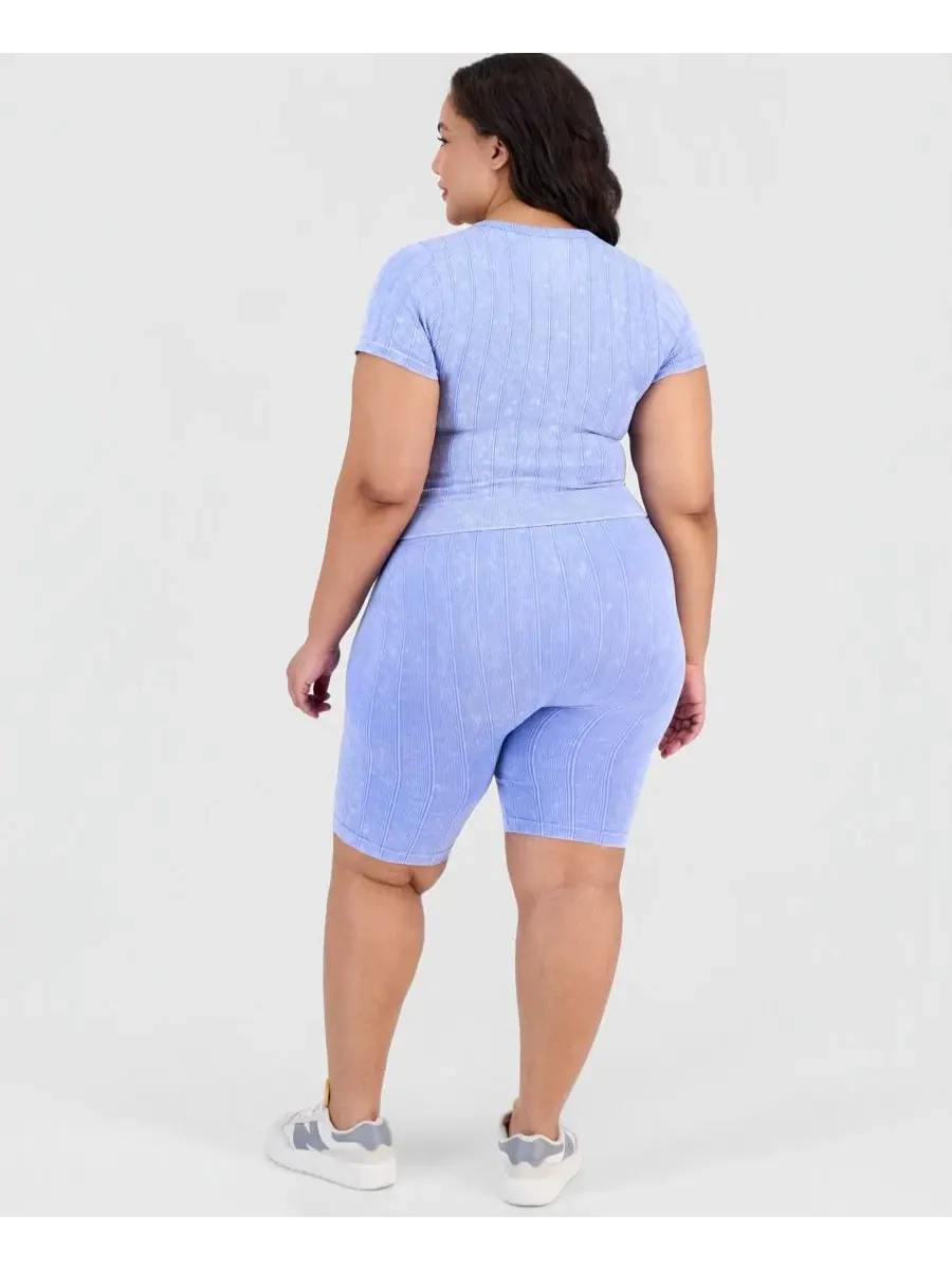 Шорты с широкой резинкой и бесшовным рифленым трикотажем Trendy Plus Seamless Ribbed Pull-On Shorts — изображение 3 из 3