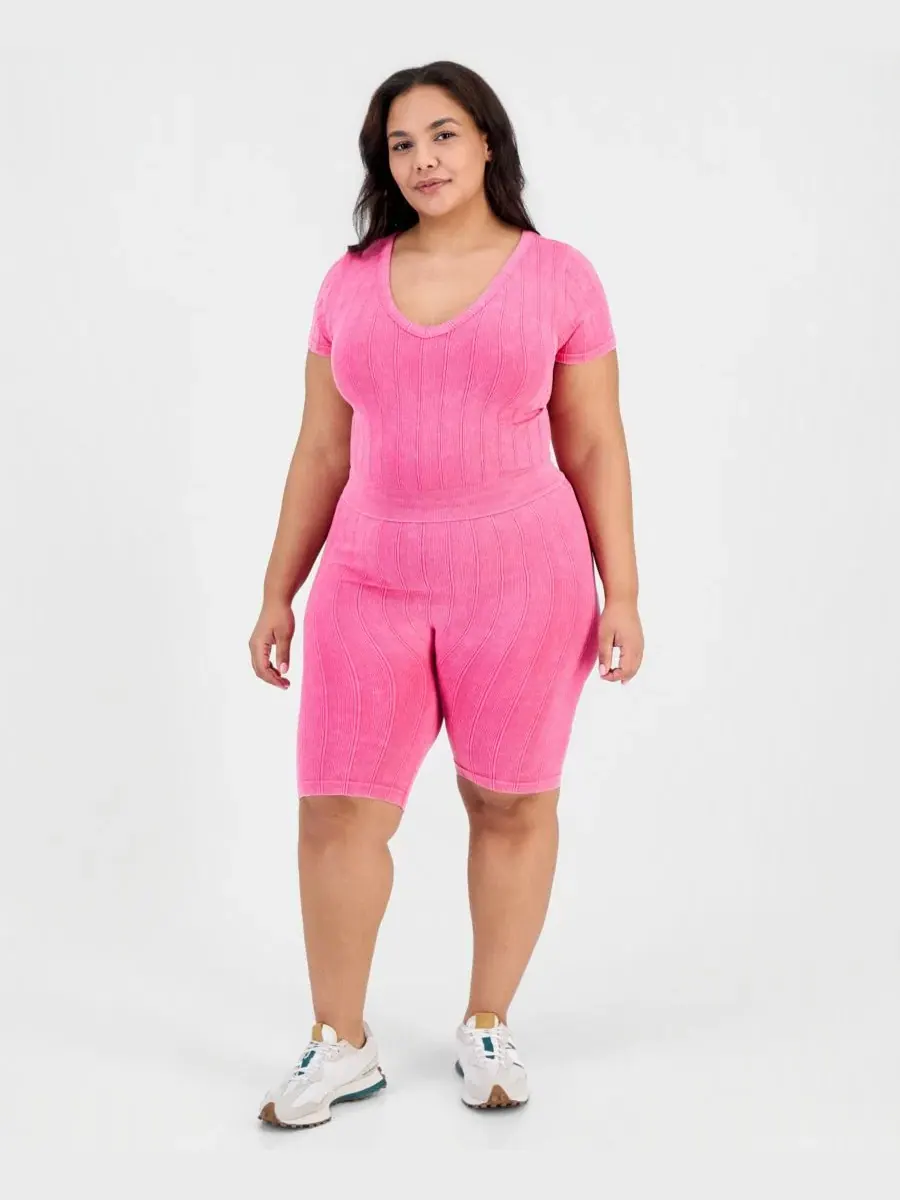 Шорты-трассы с широкой резинкой Seamless Ribbed Pull-On Shorts FULL CIRCLE TRENDS