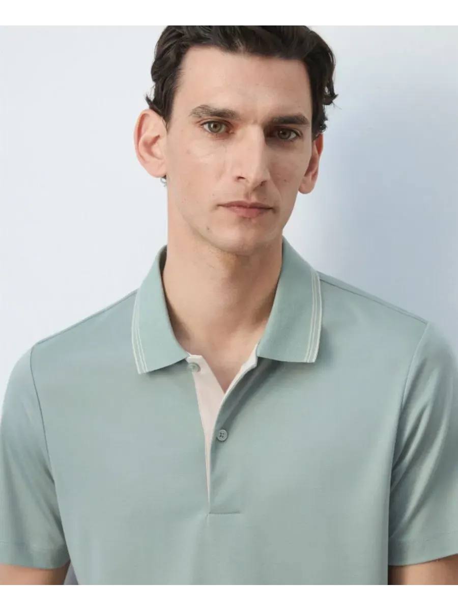 Мужское поло slim fit с коротким рукавом, Mango — изображение 4 из 6, зеленый