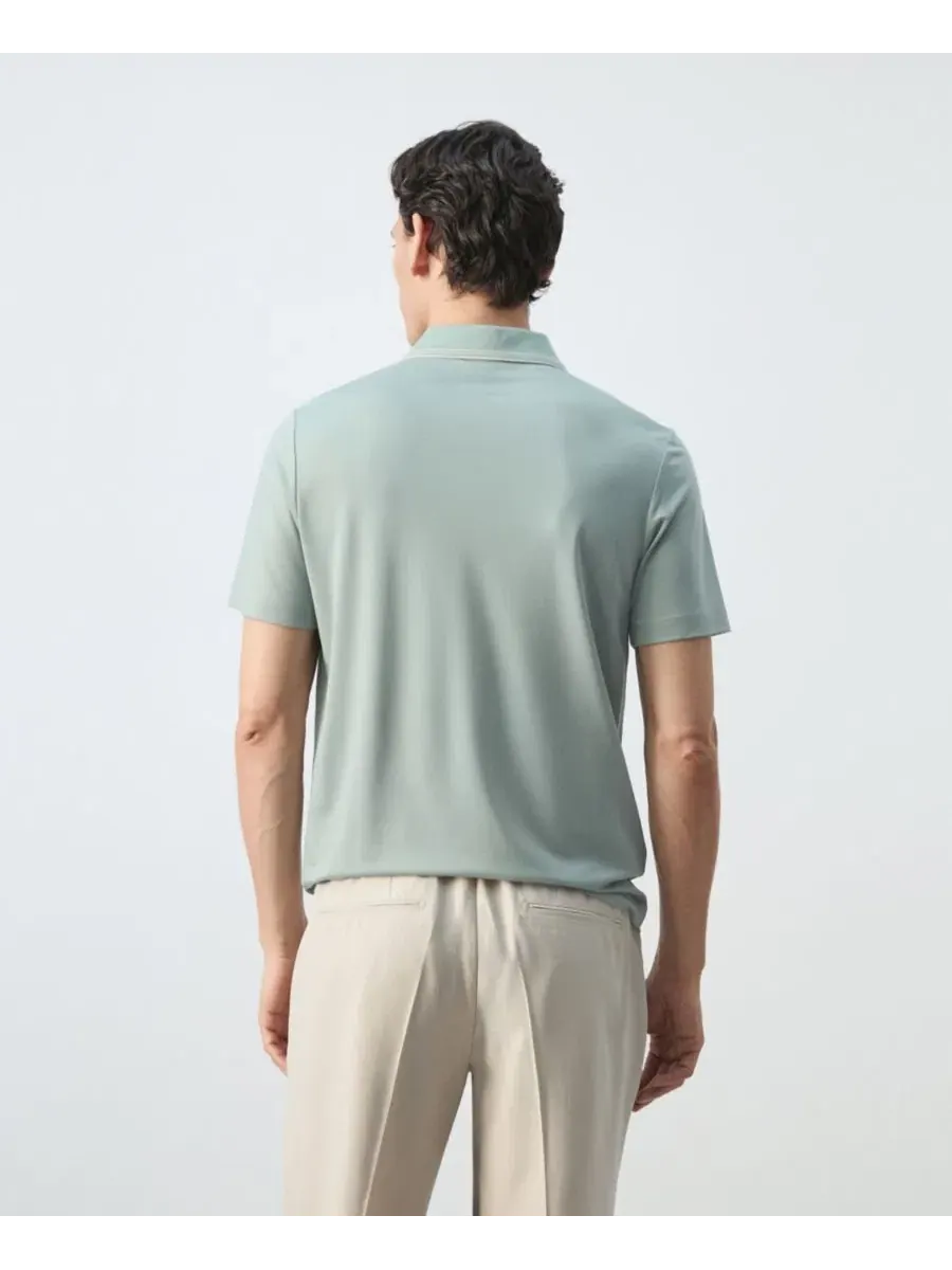 Мужское поло slim fit с коротким рукавом, Mango — изображение 5 из 6, зеленый