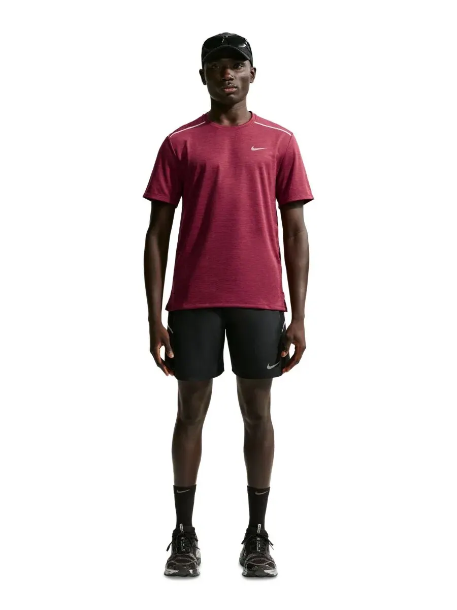 Футболка беговая с длинным рукавом Miler Nike — изображение 2 из 6, красный//серебристый