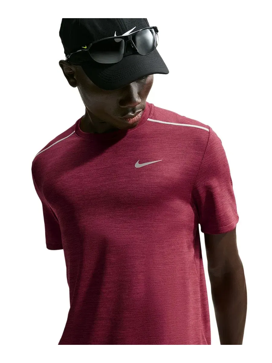Футболка беговая с длинным рукавом Miler Nike — изображение 4 из 6, красный//серебристый