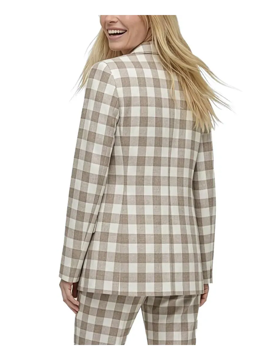 Жакет с принтом в клетку Oatley Check Print Blazer Lily and Lionel London — изображение 2 из 4, овсяный