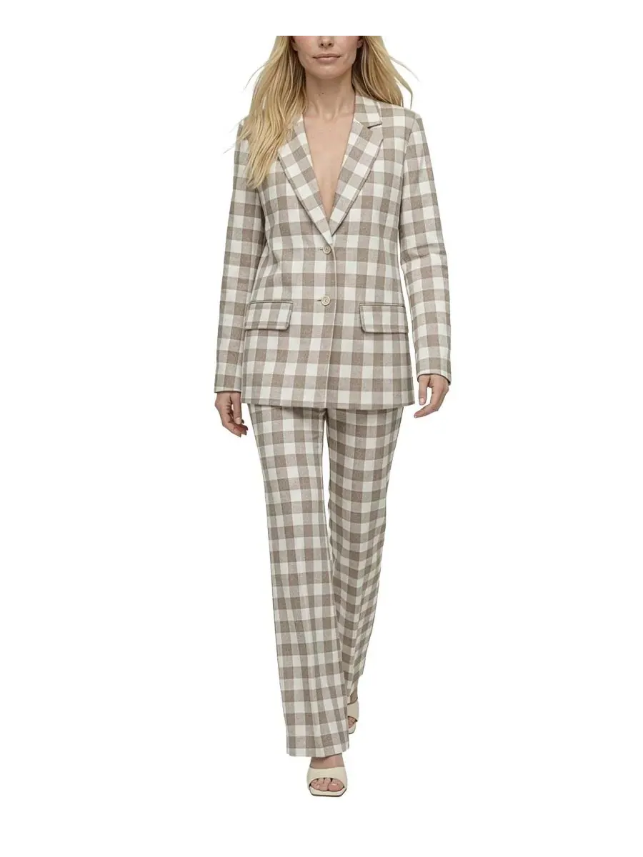 Жакет с принтом в клетку Oatley Check Print Blazer Lily and Lionel London — изображение 4 из 4, овсяный