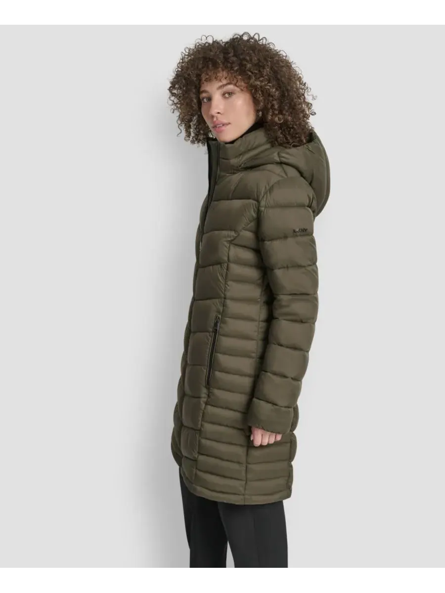 Женское длинное пальто на молнии спереди DKNY — изображение 3 из 8, лоден