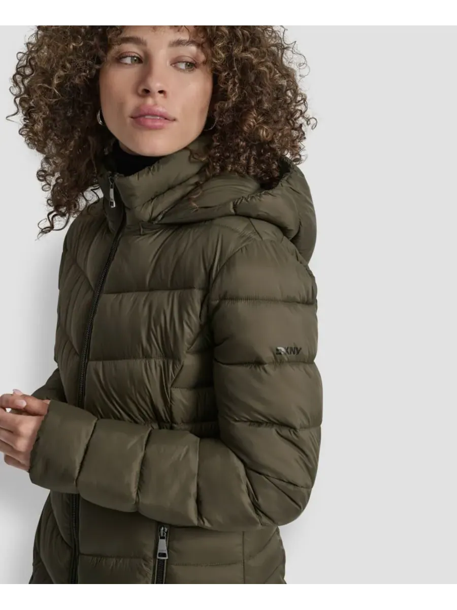 Женское длинное пальто на молнии спереди DKNY — изображение 4 из 8, лоден