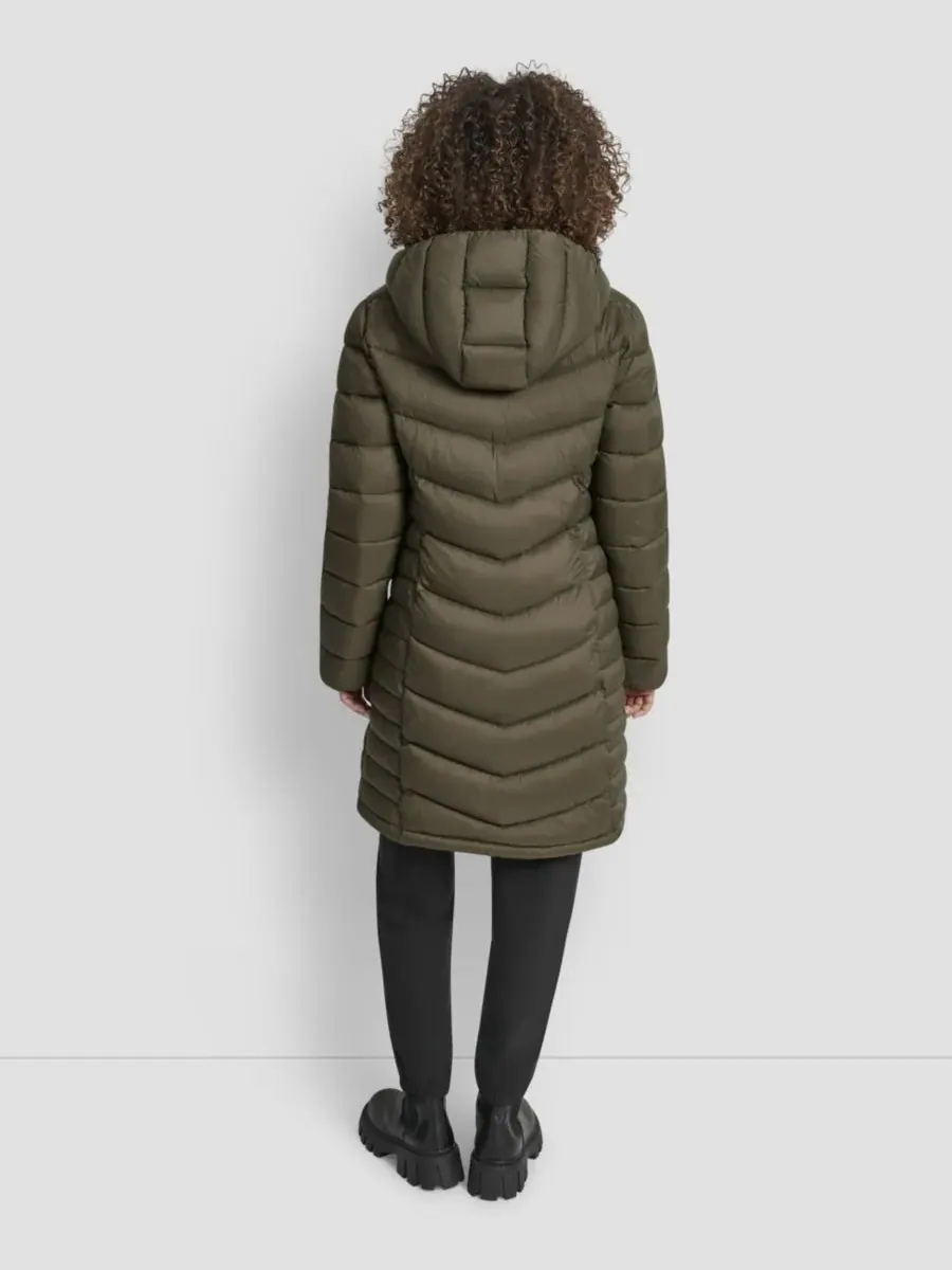 Женское длинное пальто на молнии спереди DKNY — изображение 5 из 8, лоден
