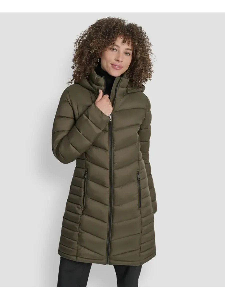 Женское длинное пальто на молнии спереди DKNY — изображение 7 из 8, лоден