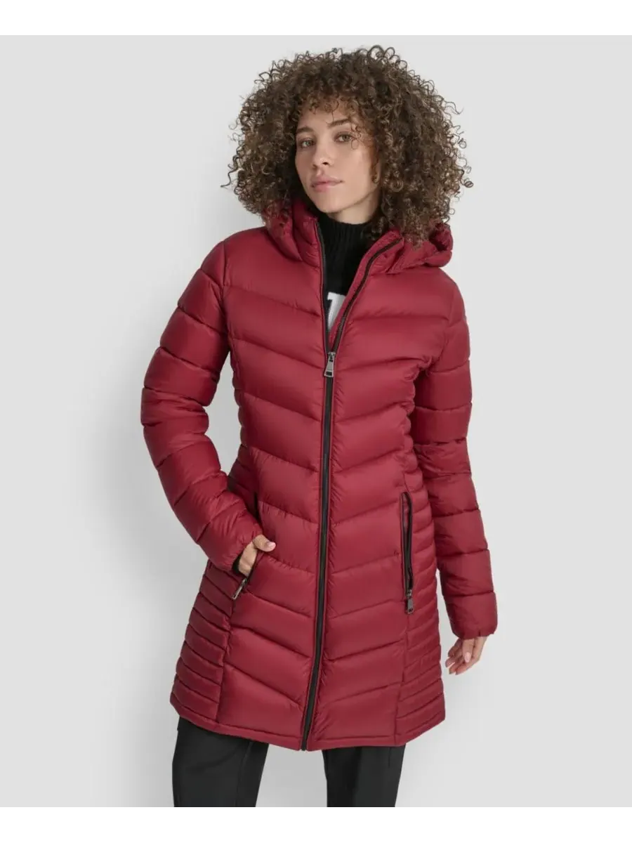 Женское длинное пальто на молнии спереди DKNY, Tibetn — изображение 1 из 7