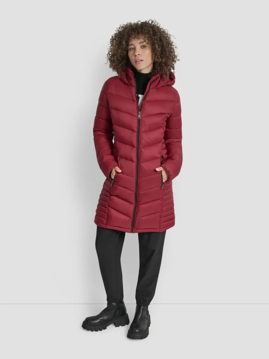Женское длинное пальто на молнии спереди DKNY, Tibetn — изображение 2 из 7