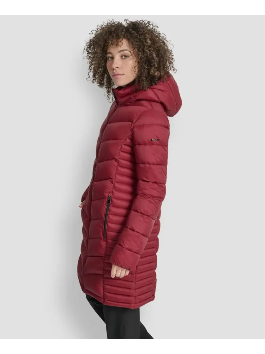Женское длинное пальто на молнии спереди DKNY, Tibetn — изображение 3 из 7