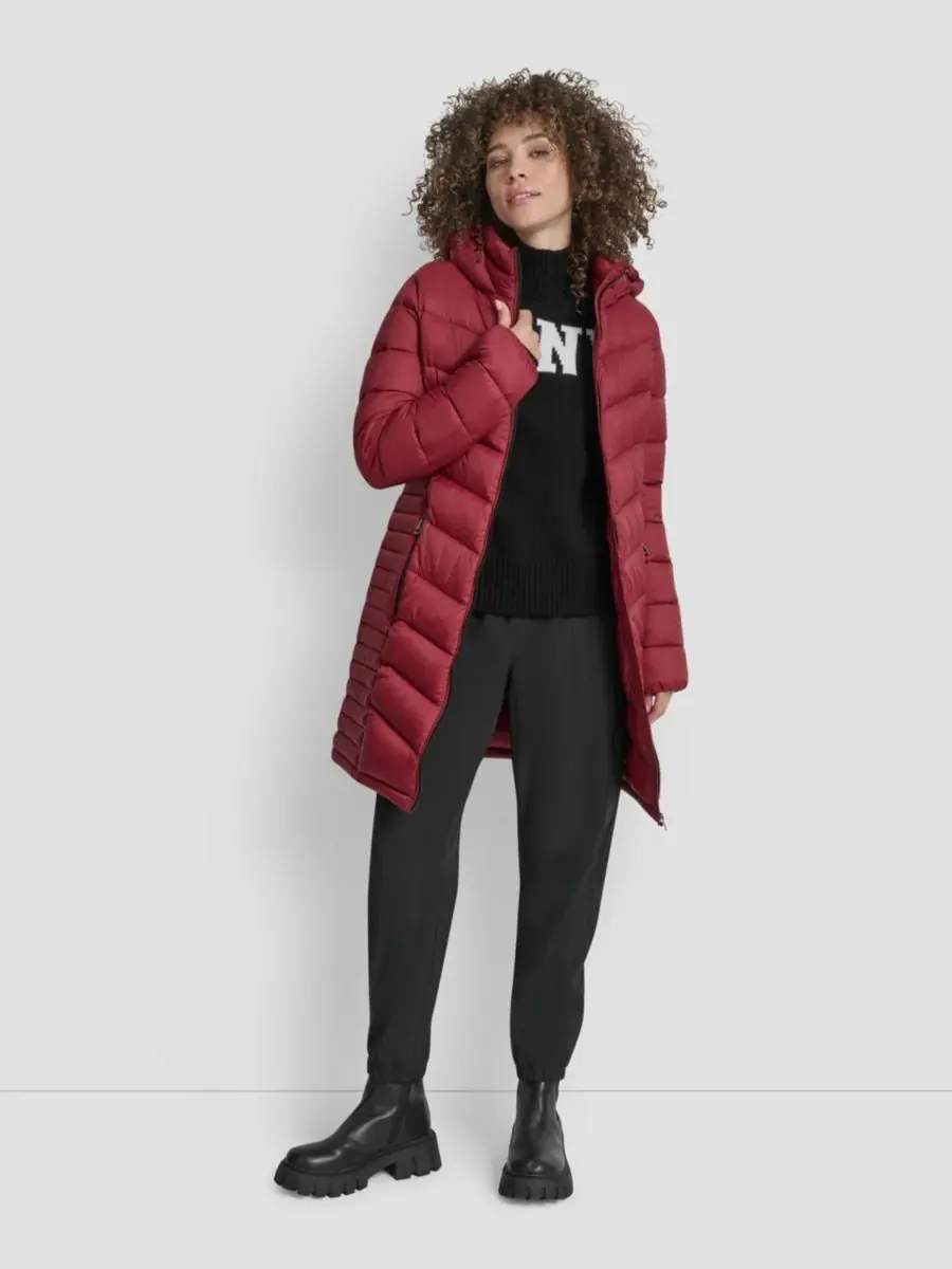Женское длинное пальто на молнии спереди DKNY, Tibetn — изображение 6 из 7
