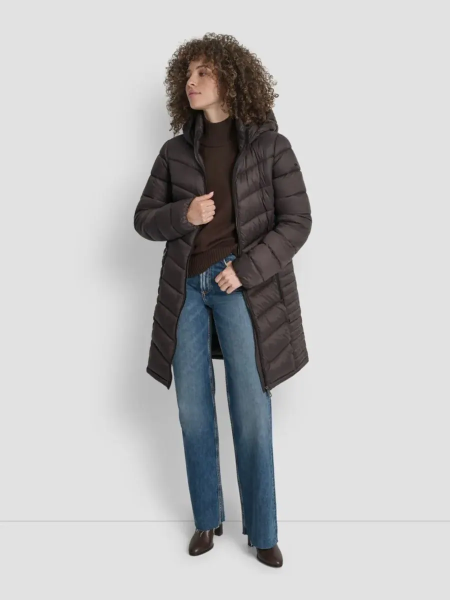 Женское длинное пальто на молнии спереди DKNY, Bitter — изображение 6 из 8