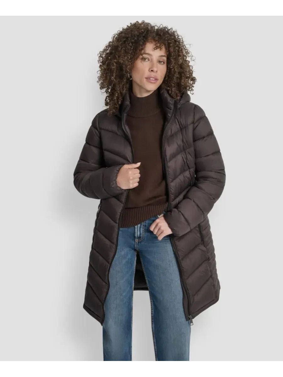 Женское длинное пальто на молнии спереди DKNY, Bitter — изображение 8 из 8