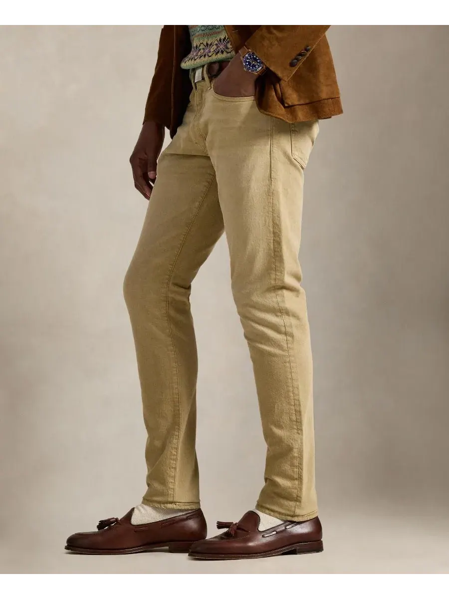 Мужские джинсы Sullivan Zip-Fly Denim Polo Ralph Lauren, хаки hill — изображение 6 из 6, зеленый