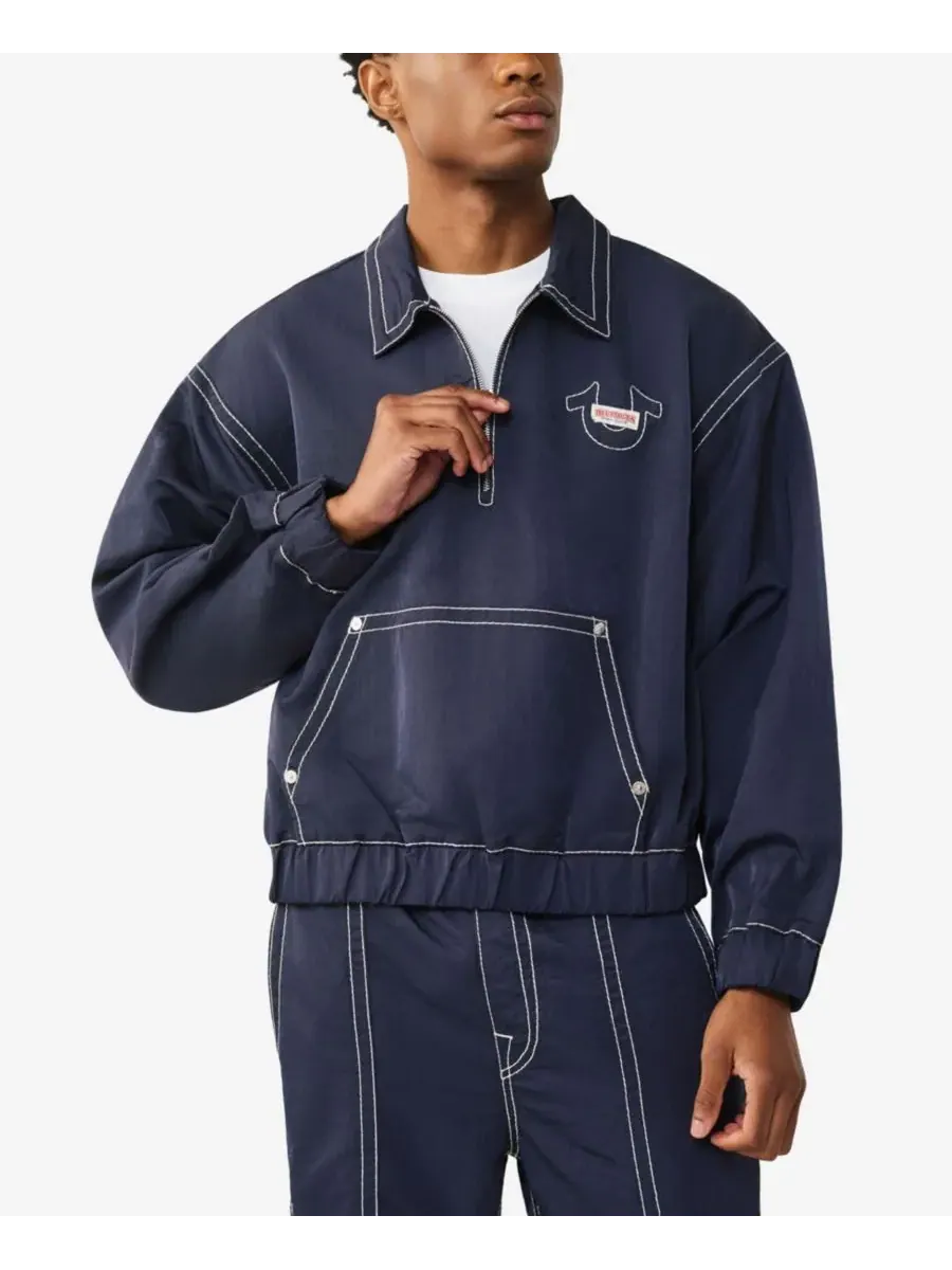 Мужская куртка-рубашка Big T с застежкой-молнией до четверти длины True Religion