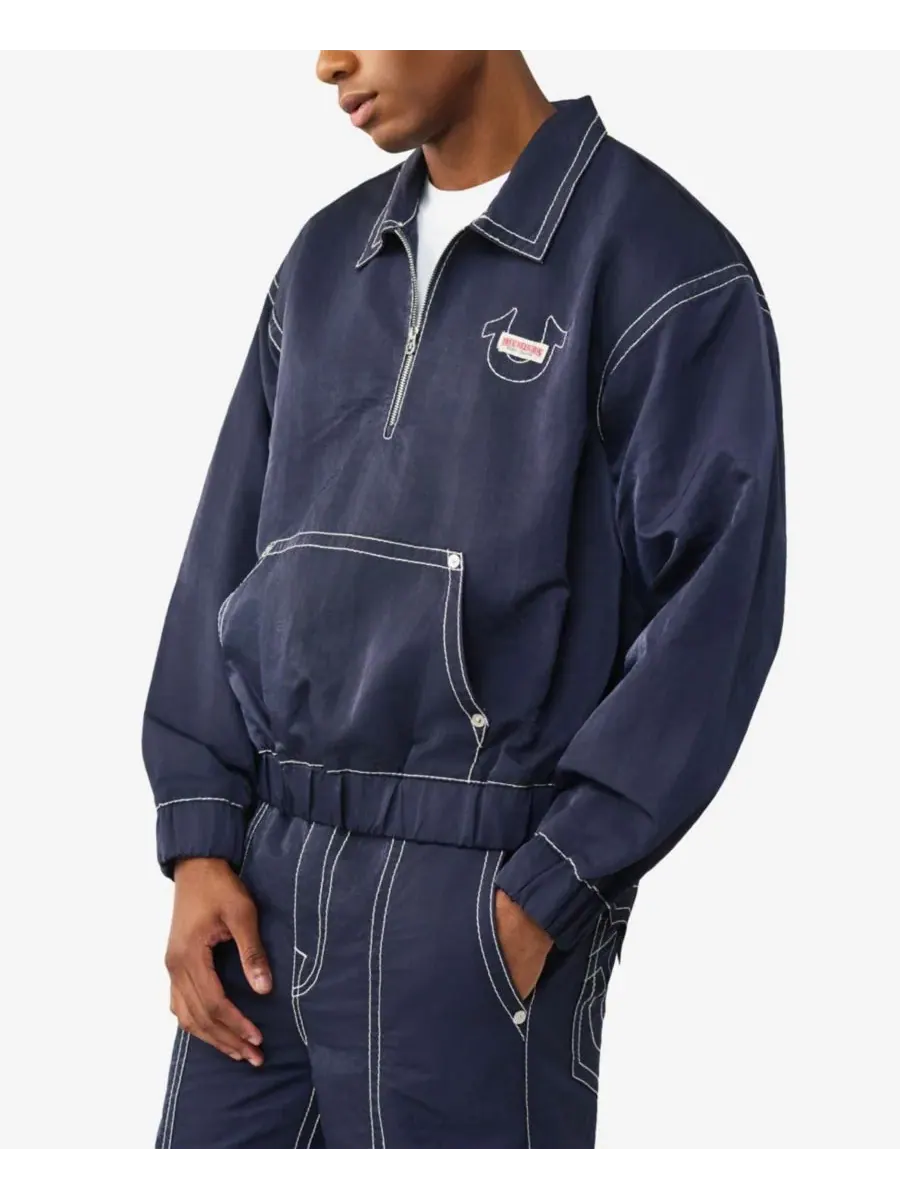 Мужская куртка-рубашка Big T с застежкой-молнией до четверти длины True Religion — изображение 2 из 3, индиго синий