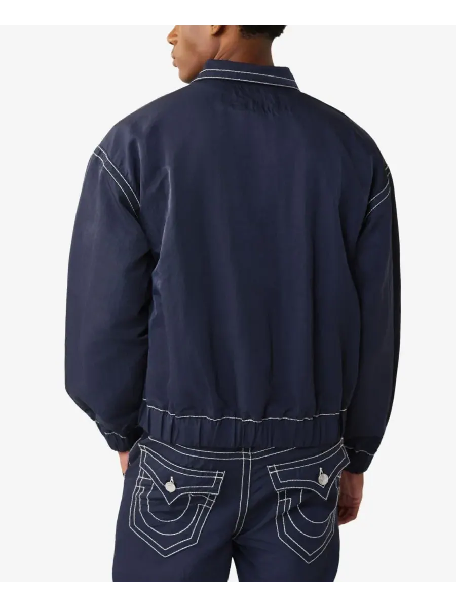 Мужская куртка-рубашка Big T с застежкой-молнией до четверти длины True Religion — изображение 3 из 3, индиго синий