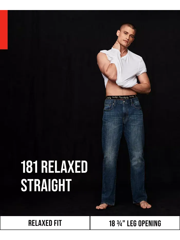 Мужские джинсы 181 Relaxed Straight Fit COOLMAX Stretch Lucky Brand — изображение 4 из 8, бальзамический