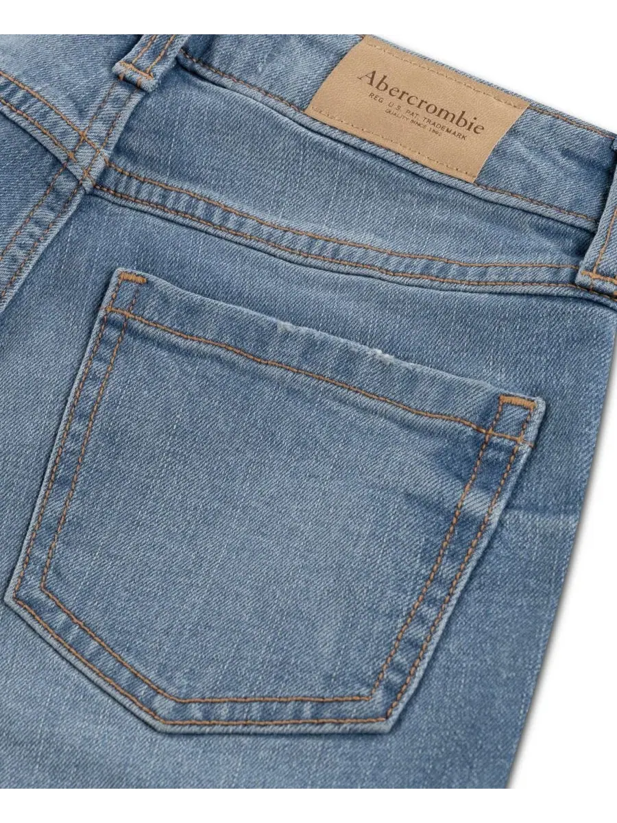 Джинсы с высокой посадкой, с потертостями abercrombie kids — изображение 4 из 4, синий