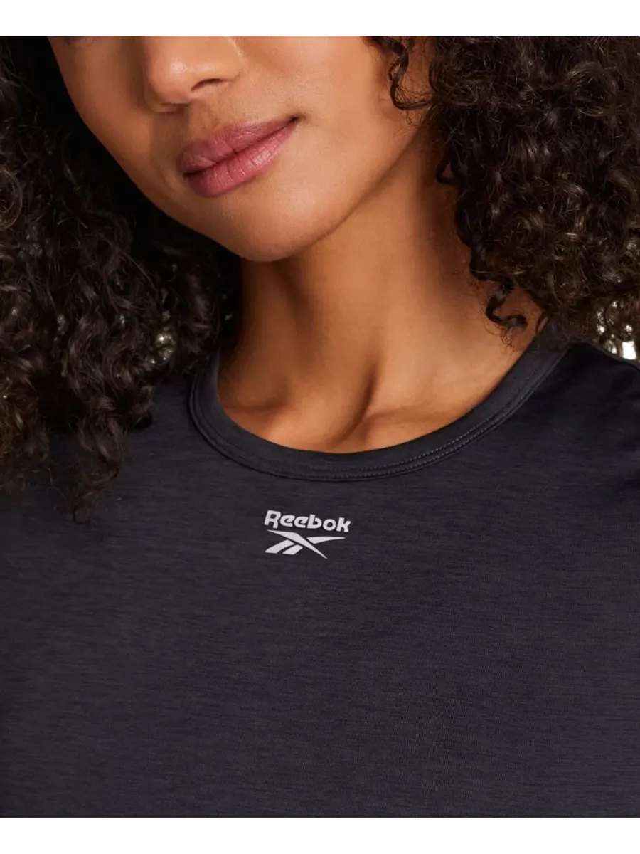 Женская футболка с круглым вырезом и меланжевым рисунком Reebok — изображение 4 из 6, черный темный
