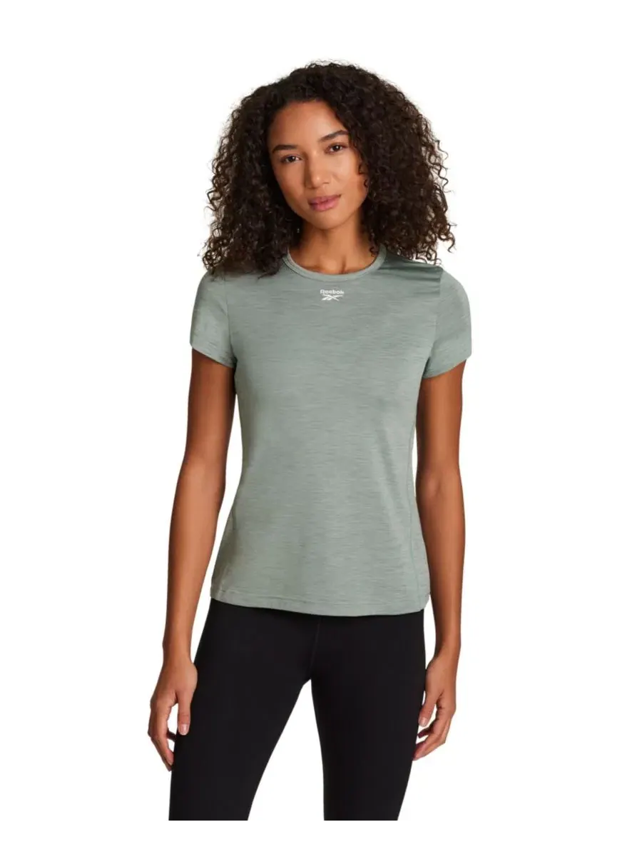 Женская футболка с круглым вырезом и меланжевым рисунком Reebok, Light Fog Heather Dark Dye