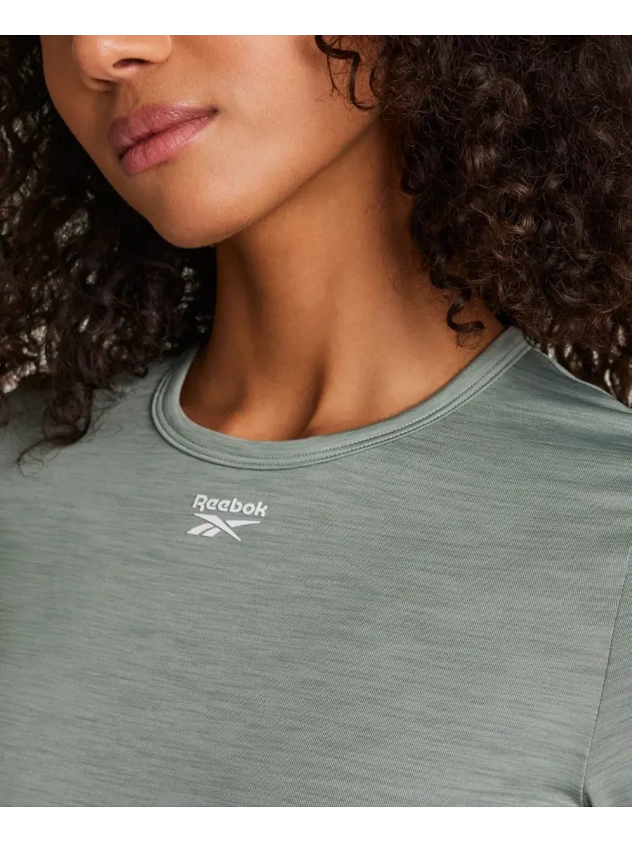 Женская футболка с круглым вырезом и меланжевым рисунком Reebok, Light Fog Heather Dark Dye — изображение 4 из 6