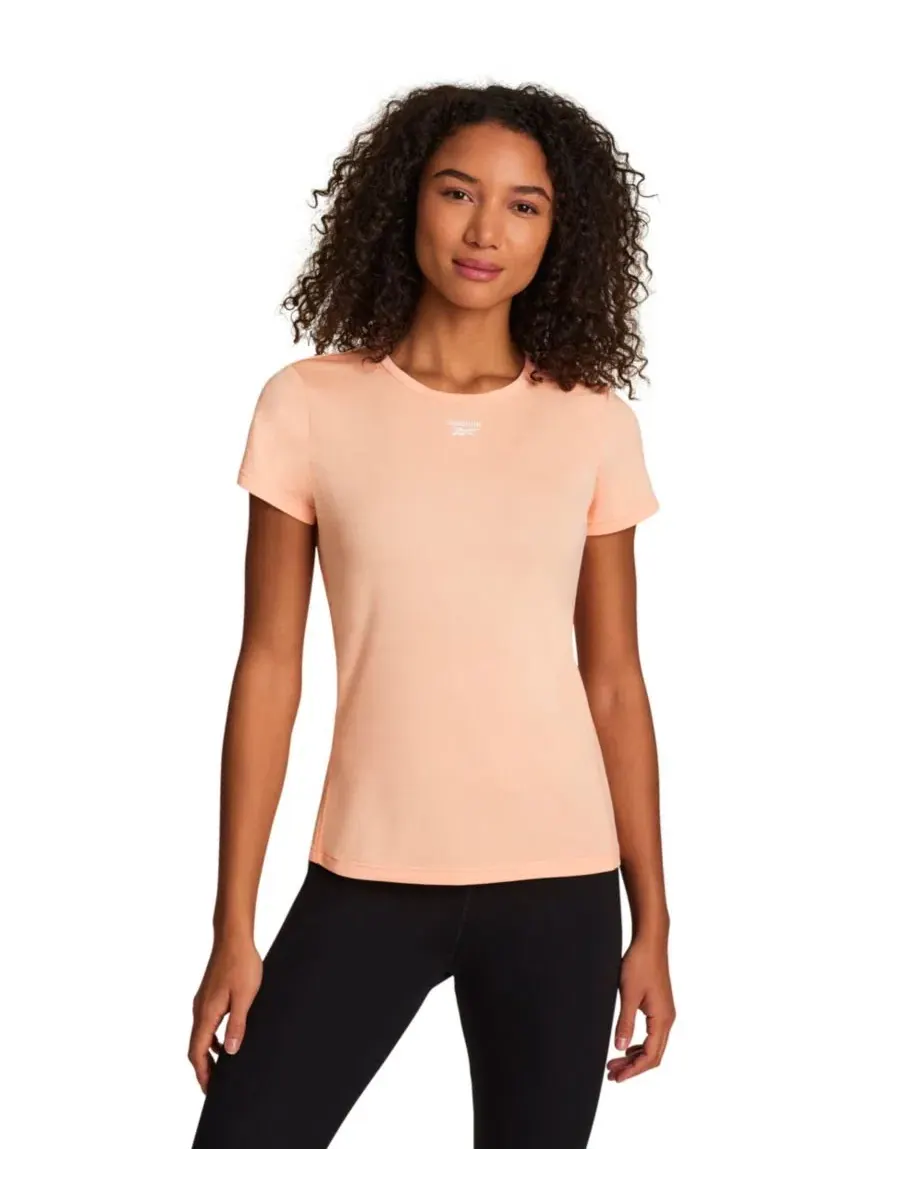 Женская футболка с круглым вырезом и меланжевым рисунком Reebok, Future Peach Heather Dark Dye