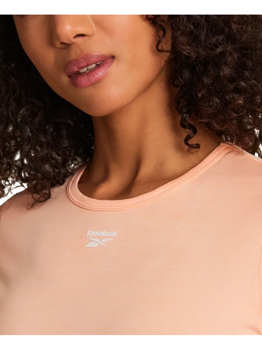 Женская футболка с круглым вырезом и меланжевым рисунком Reebok, Future Peach Heather Dark Dye — изображение 4 из 6