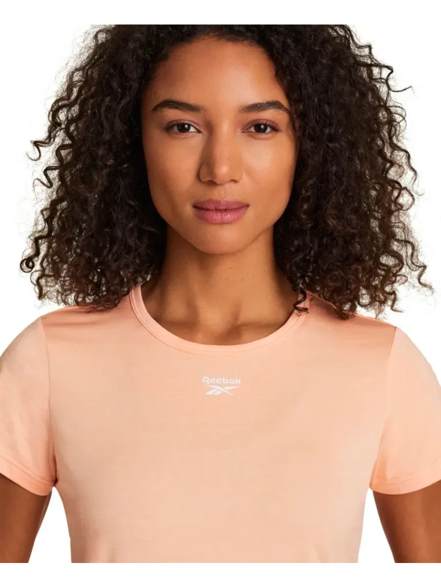 Женская футболка с круглым вырезом и меланжевым рисунком Reebok, Future Peach Heather Dark Dye — изображение 5 из 6