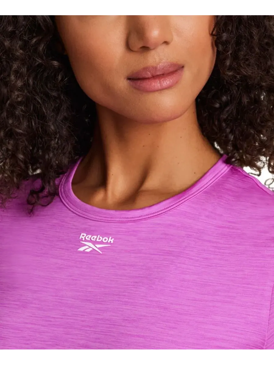 Женская футболка с круглым вырезом и меланжевым рисунком Reebok — изображение 5 из 6, розовый