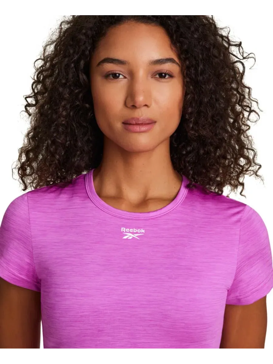 Женская футболка с круглым вырезом и меланжевым рисунком Reebok — изображение 6 из 6, розовый