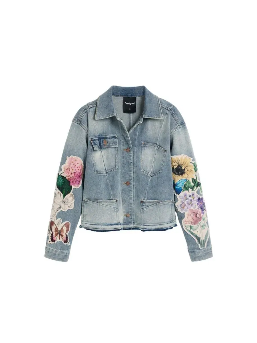 Джинсовая куртка с цветочной вышивкой Desigual — изображение 5 из 6, синий