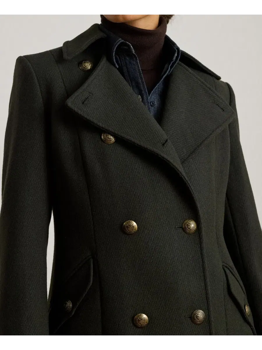 Пальто двубортное с воротником Lauren Ralph Lauren — изображение 2 из 9, мох