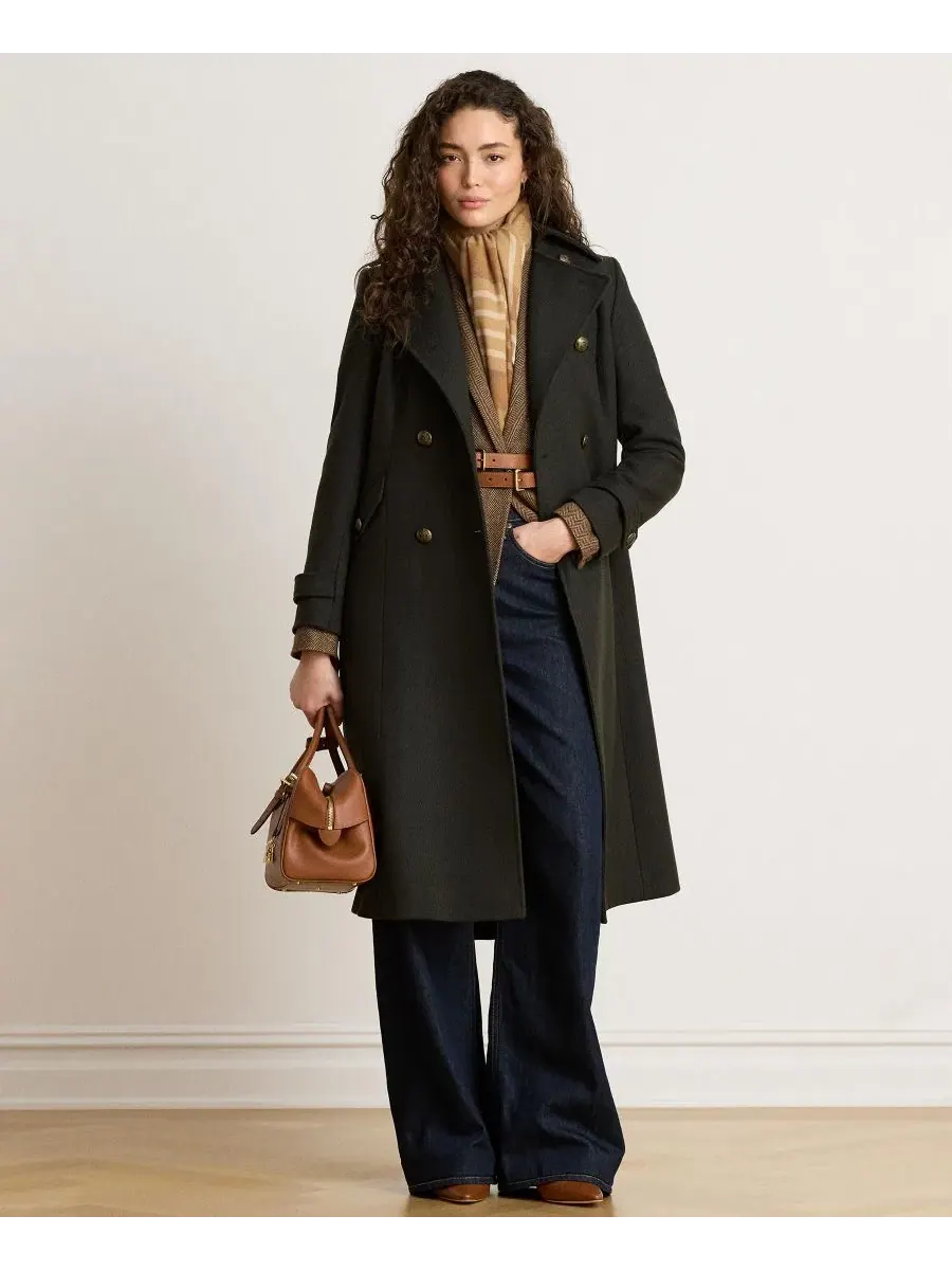 Пальто двубортное с воротником Lauren Ralph Lauren — изображение 5 из 9, мох