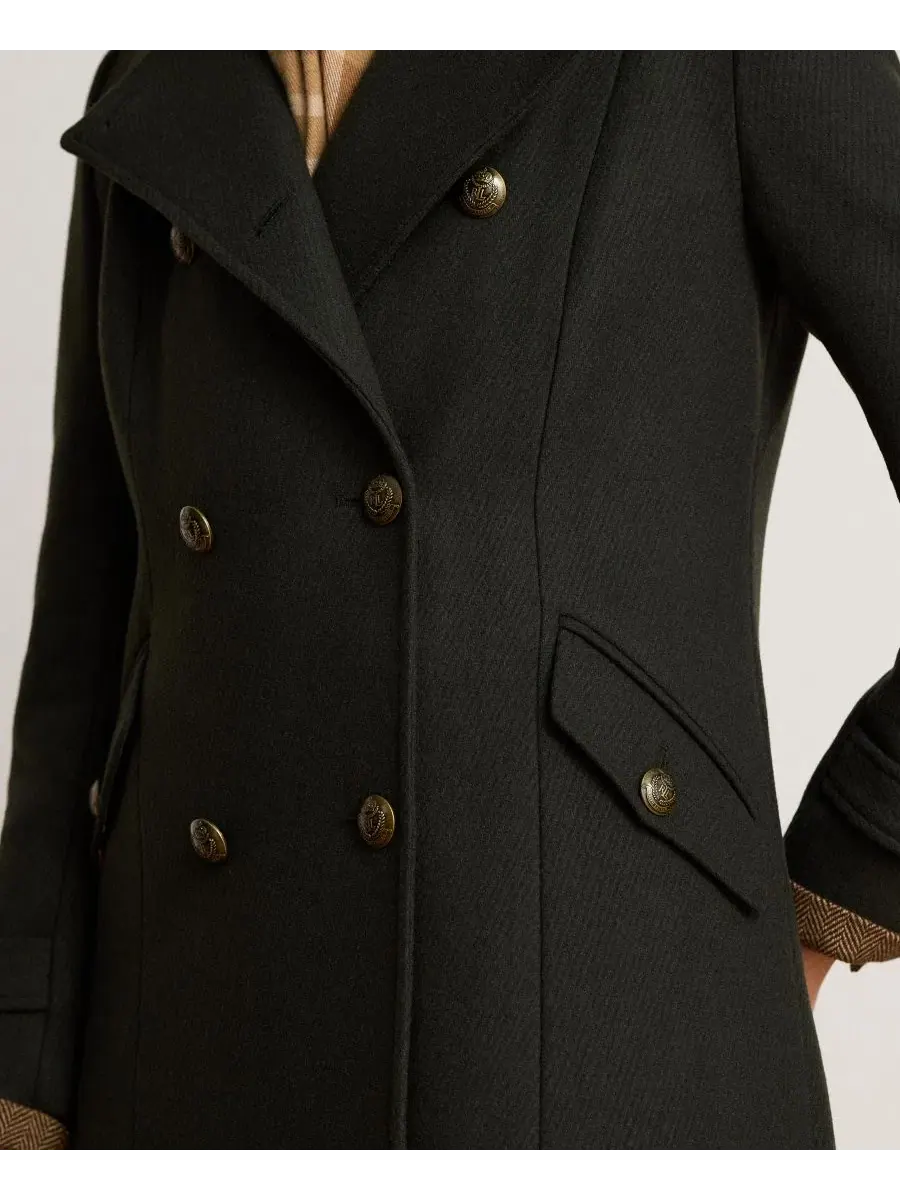 Пальто двубортное с воротником Lauren Ralph Lauren — изображение 6 из 9, мох