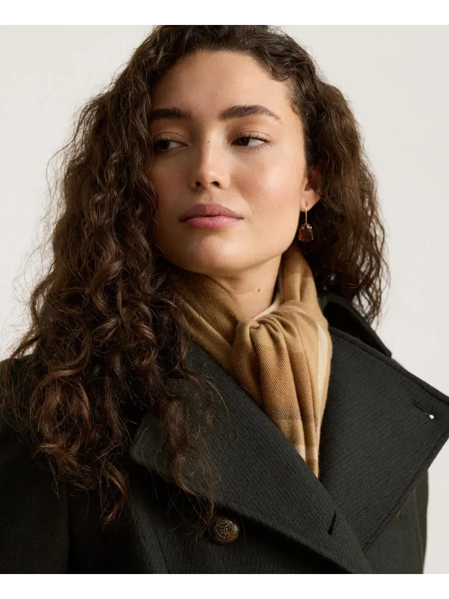 Пальто двубортное с воротником Lauren Ralph Lauren — изображение 7 из 9, мох