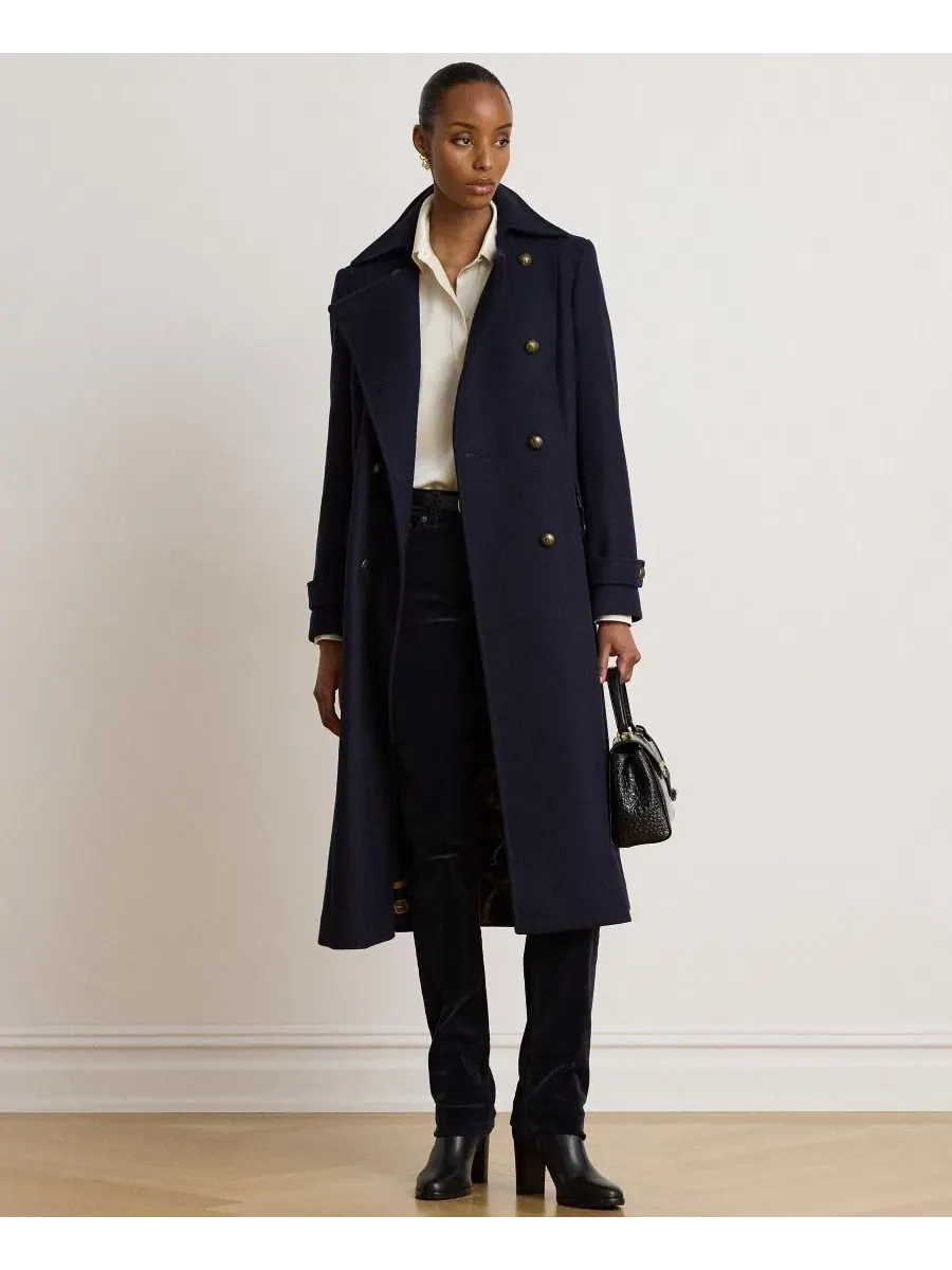 Пальто двубортное с воротником Regal Navy Lauren Ralph Lauren