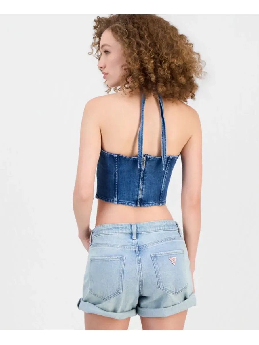 Женский топ-бюстье Max Halter из джинсовой ткани Guess — изображение 4 из 4, розовый