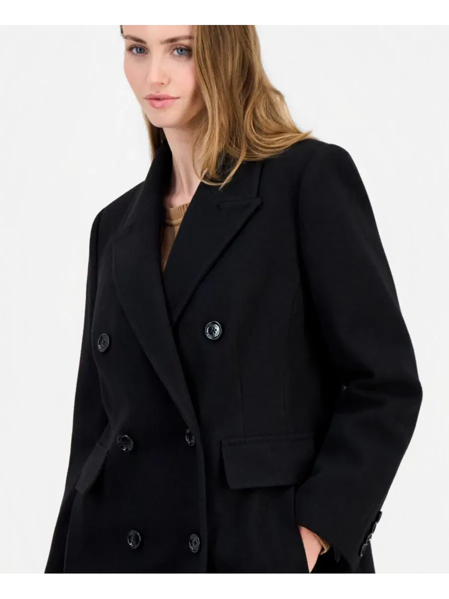 Пальто-даблбрэстед с пик-стежком Anne Klein — изображение 3 из 3, черный