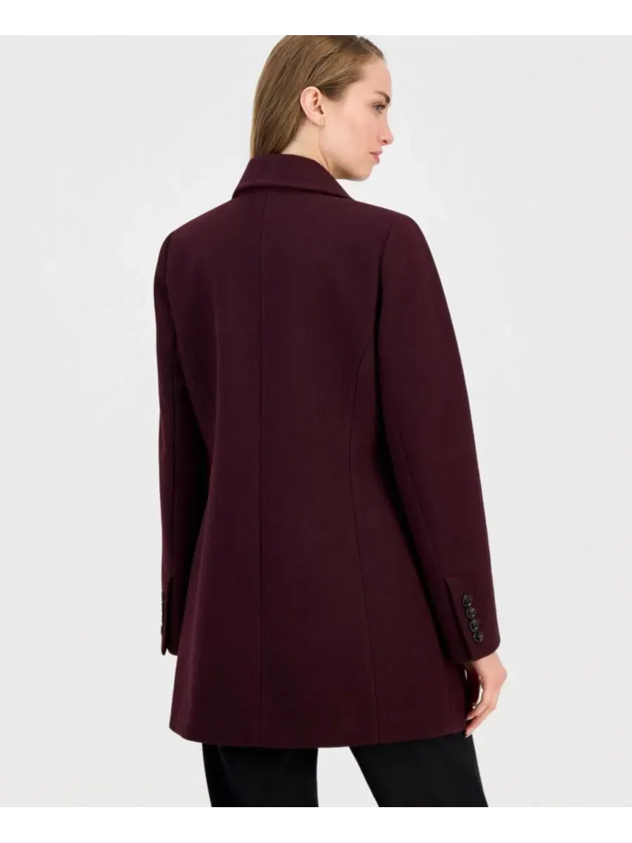 Пальто двубортное с пик-стежком Anne Klein — изображение 2 из 3, верблюжий