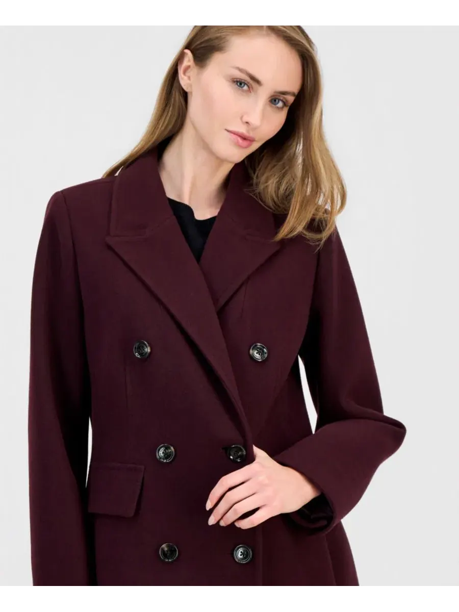 Пальто двубортное с пик-стежком Anne Klein — изображение 3 из 3, верблюжий