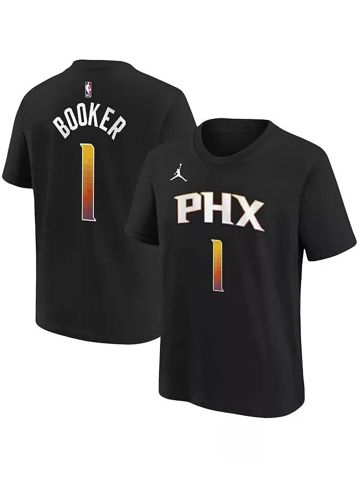 Футболка с именем и номером игрока Big Boys Devin Booker Black Phoenix Suns Statement Edition Jordan