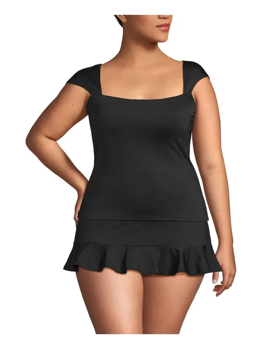 Танкини с квадратным вырезом и встроенным бюстгальтером, Plus Size Lands' End