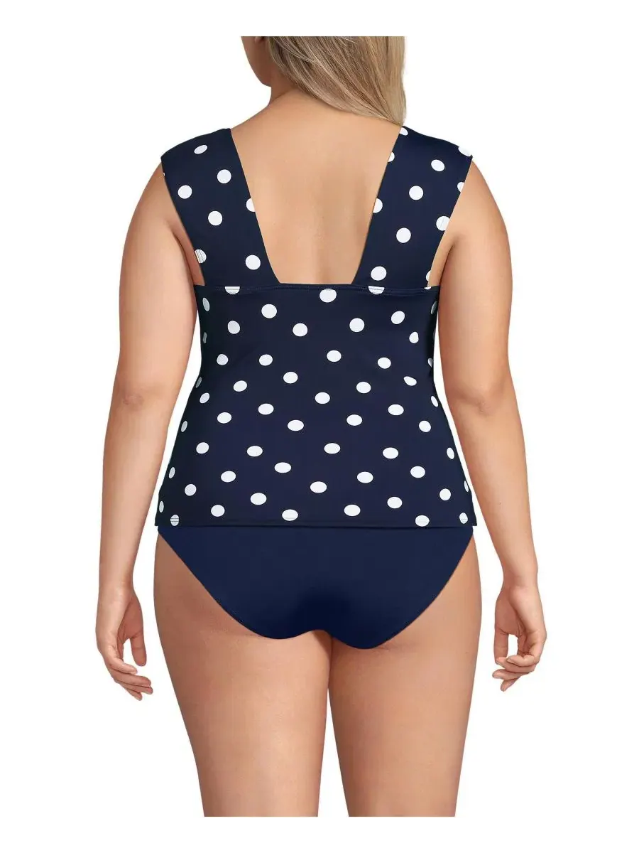Танкини с квадратным вырезом и встроенным бюстгальтером, Plus Size Lands' End — изображение 2 из 3, глубокий темно-синий