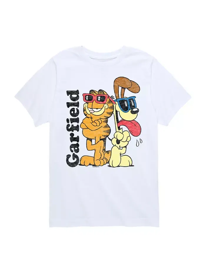 Футболка с крутым принтом для мальчиков Toddler Boys Cool Graphic T-Shirt Garfield — белый