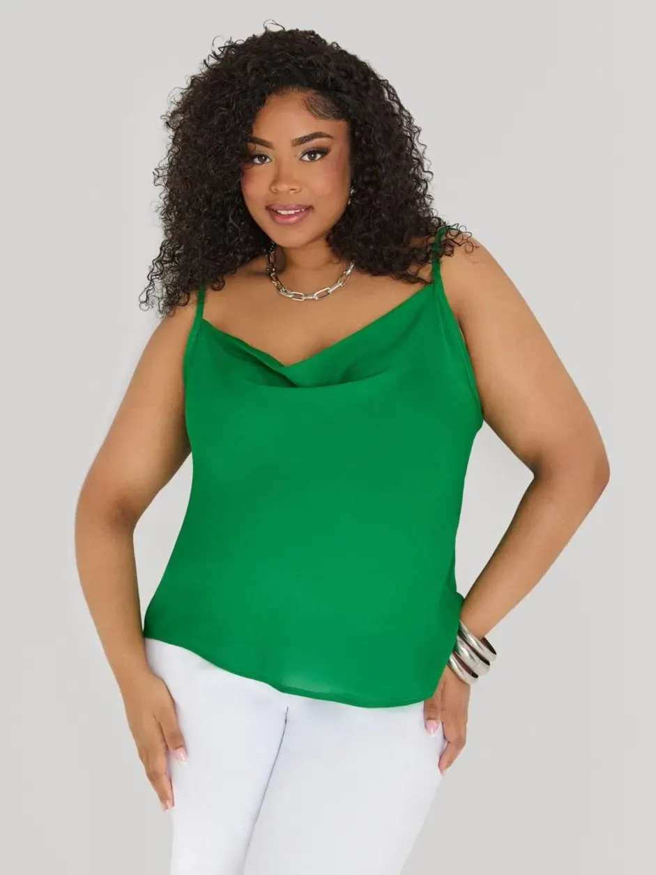 Блуза-камисоль с запахом из крепа Plus Size Cowl Neck Crepe Cami Ashley Stewart