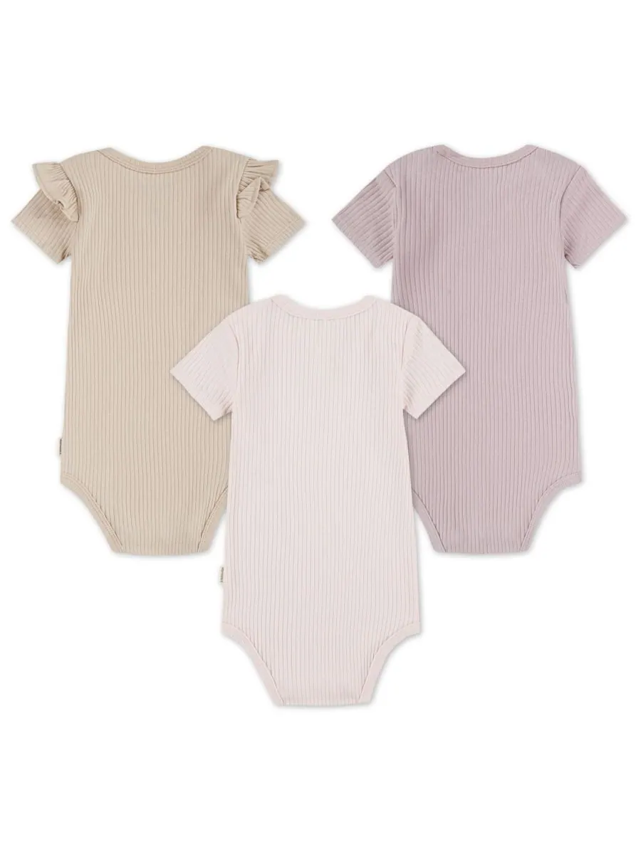 Комплект из 3 боди с короткими рукавами для девочек Huggies — изображение 3 из 8, фиолетовый/розовый